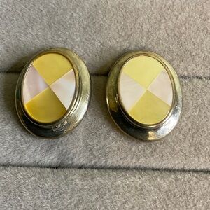 Sterling Silver and Mother of Pearl Oval Earrings